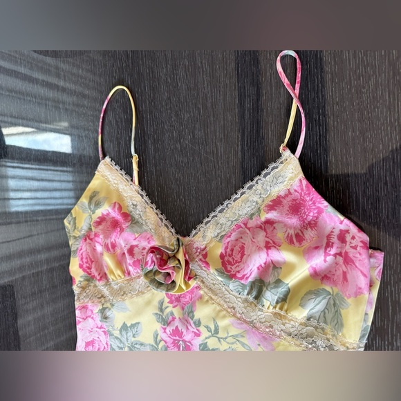 WAYF Yellow Pink Floral Slip Midi Dress. Size M - Picture 6 of 16